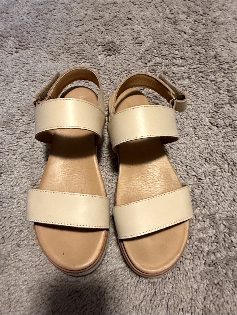 Nisolo Cream Double-Strap Ankle-Sling Sandals